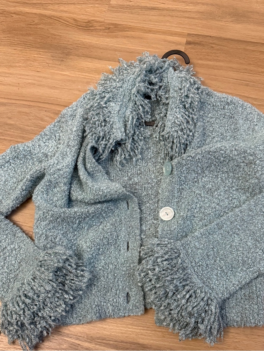 Cozy Textured Button-Front Cardigan in Light Seafoam
